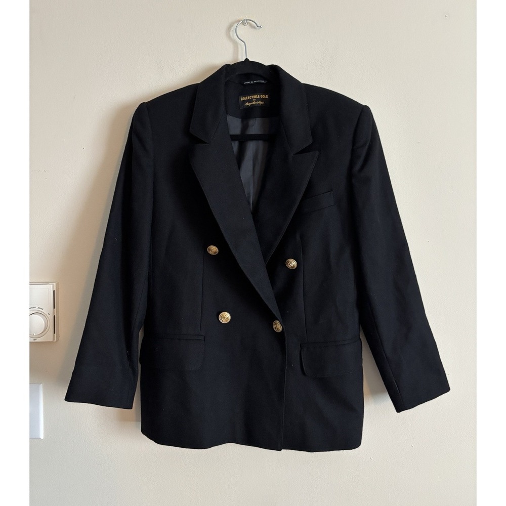 Vintage Wool Double Breasted Gold Button Blazer Sz 10‎ Med Giorgio Sant Angelo